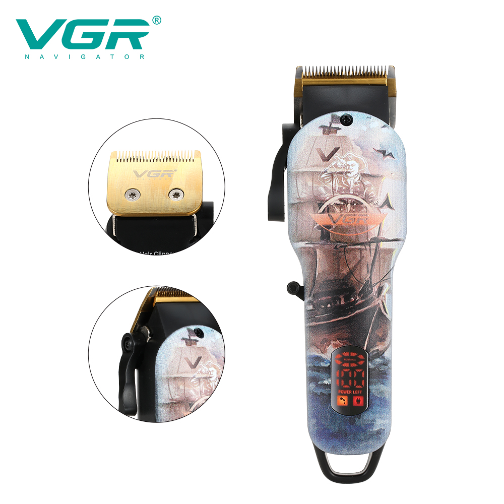 VGR New body Captain Graffiti digital display hair clipper, professional electric trimmer, rechargeable hair clipper V689 details Picture