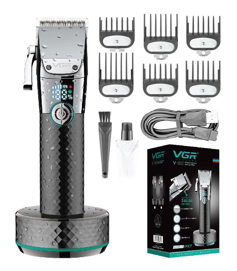 VGR Professional electric clipper, ultra-long battery life, LCD display base, charging, high-power shaving clipper 682 pic 9