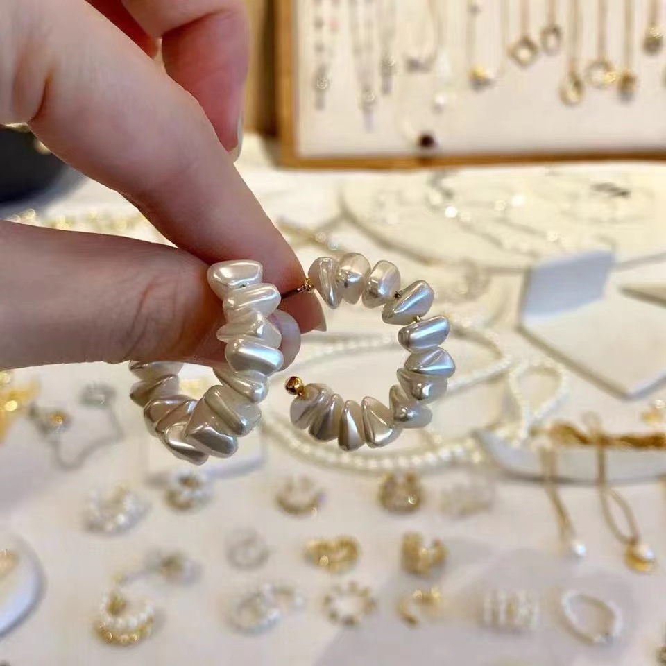 Pearl earrings, circular stars, full zirconium arc, Korean style, simple, fashionable, elegant and versatile style -010 excellent accessories details Picture