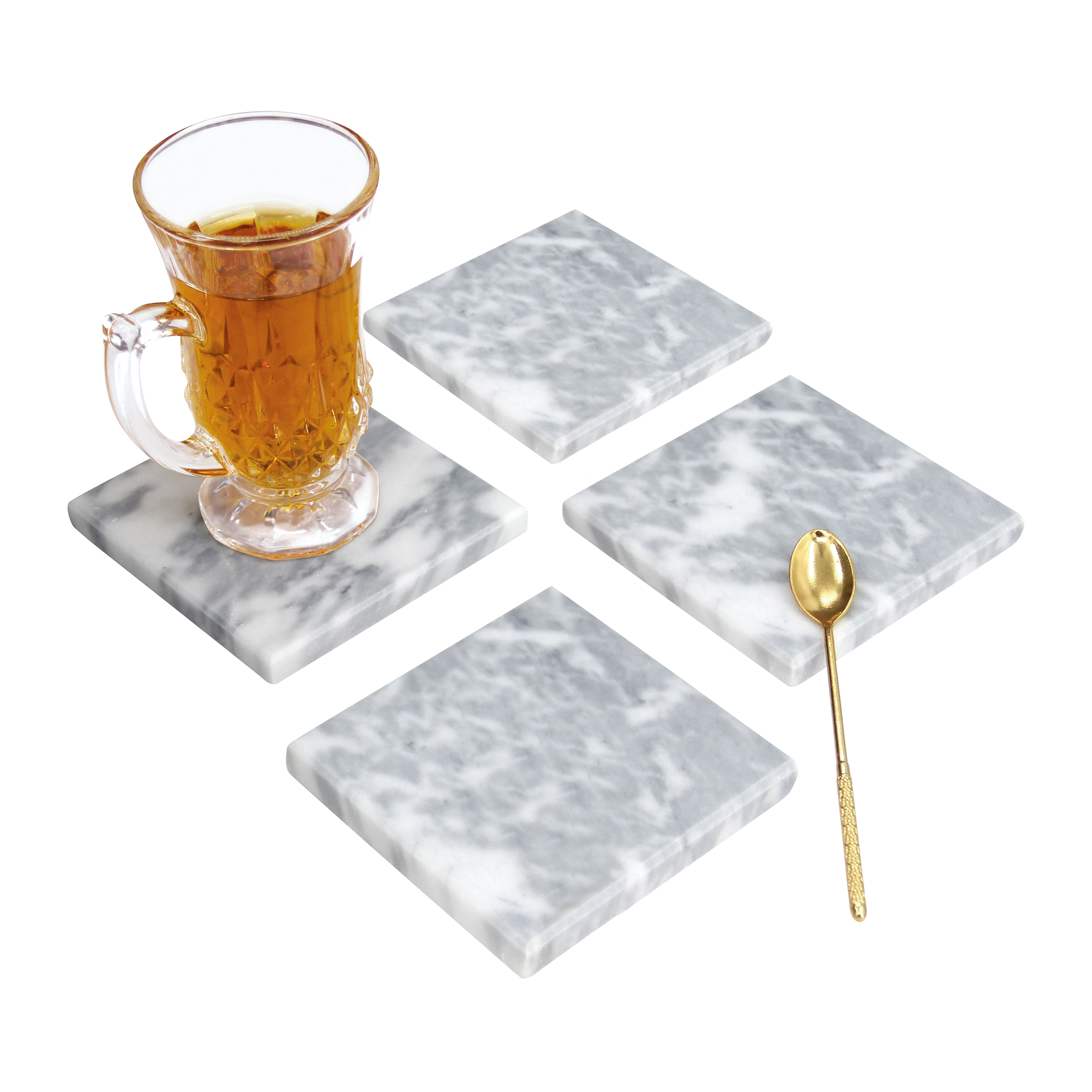 6pcs coasters, round, square, hexagonal marble coasters Specification image