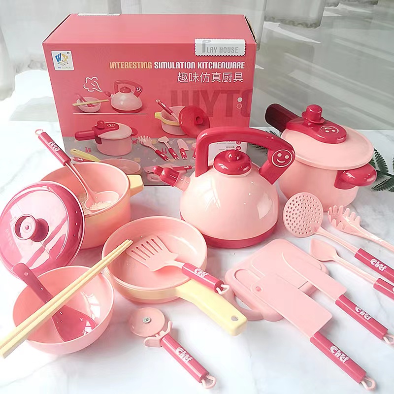 Wholesale of new cross-border supply children's simulated house kitchen toys and girls' simulated cooking tableware sets Specification image