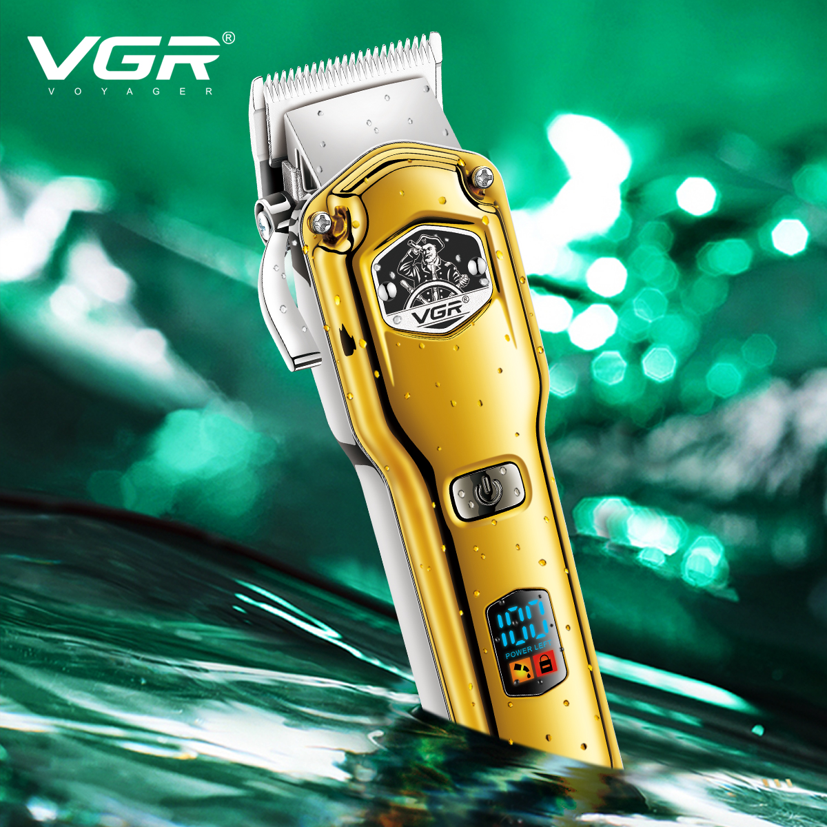 VGR693 Hair Salon Professional electric clipper, professional metal digital display electric hair clipper, IPX7 full-body washable electric clipper Item Picture