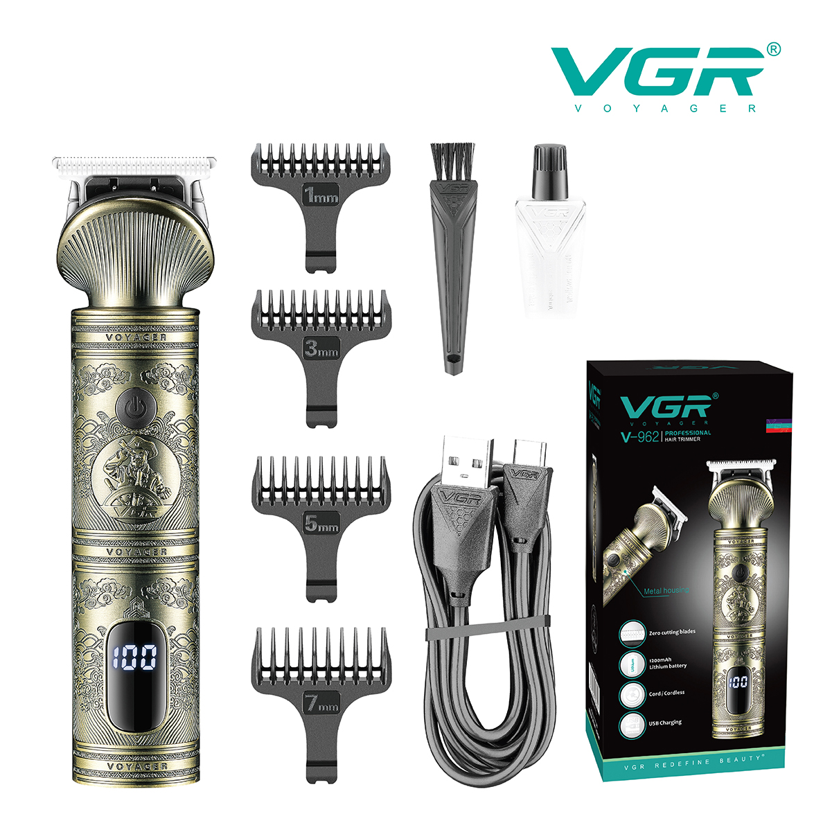 VGR962跨境新品剪发电推剪专业复古油头理发推剪专业电动理发器