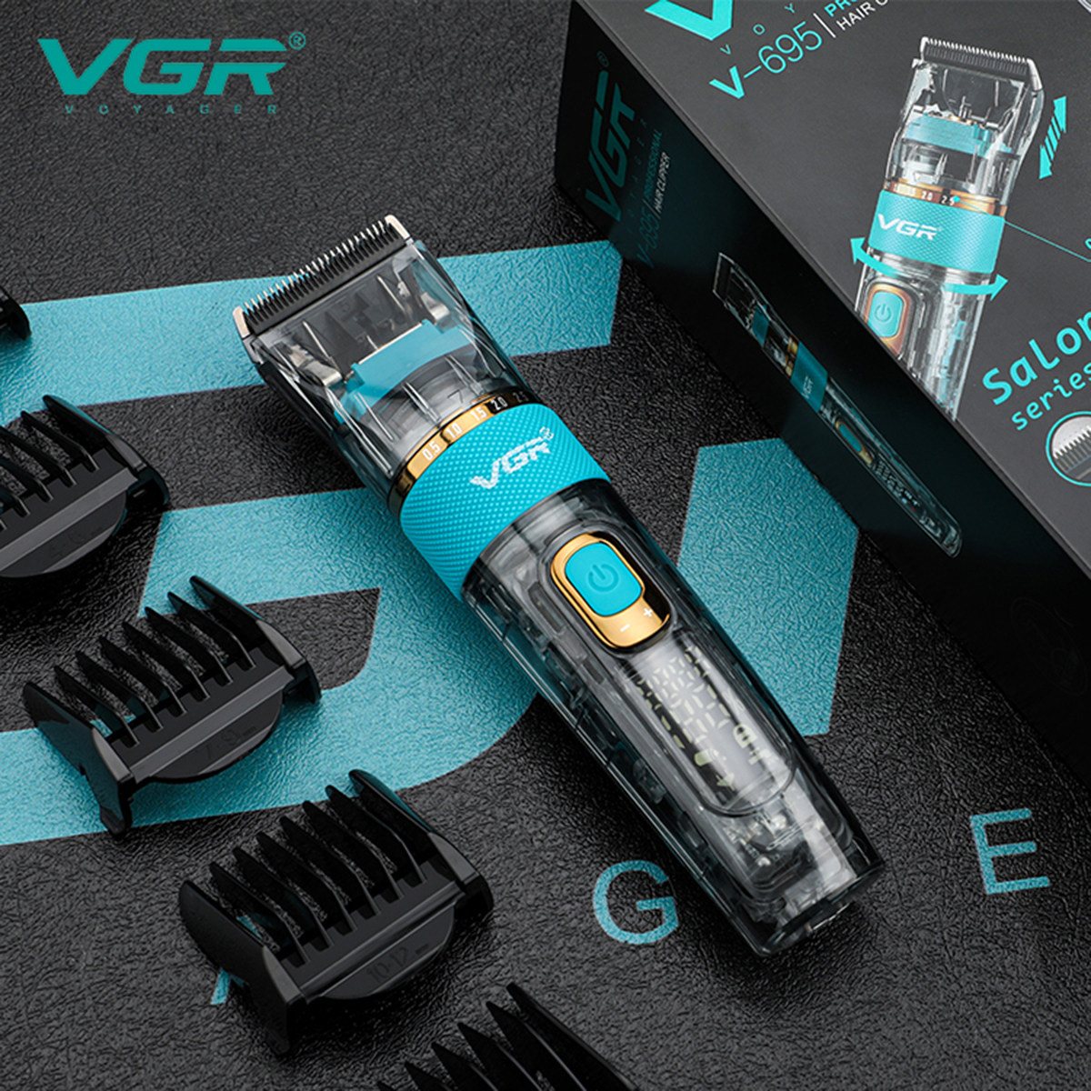 Wholesale VGR695 hair clipper electric hair clipper with LCD digital display transparent hair salon professional oil hair electric hair clipper Specification image