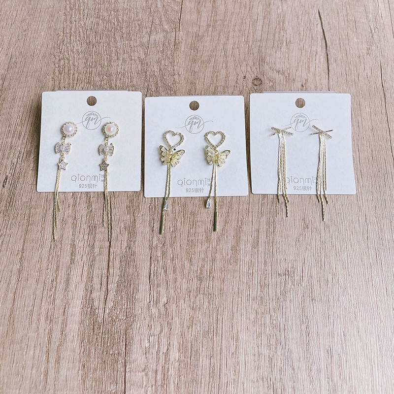 耳环设计ins风银针星星锆石流苏长款气质高级爱心两戴街拍蝴蝶结迪菲尔-715-2