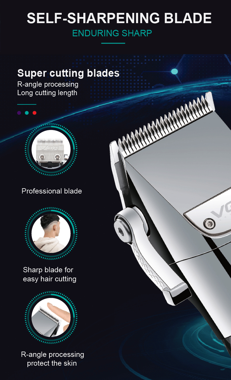 VGR Professional electric clipper, ultra-long battery life, LCD display base, charging, high-power shaving clipper 682 pic 5