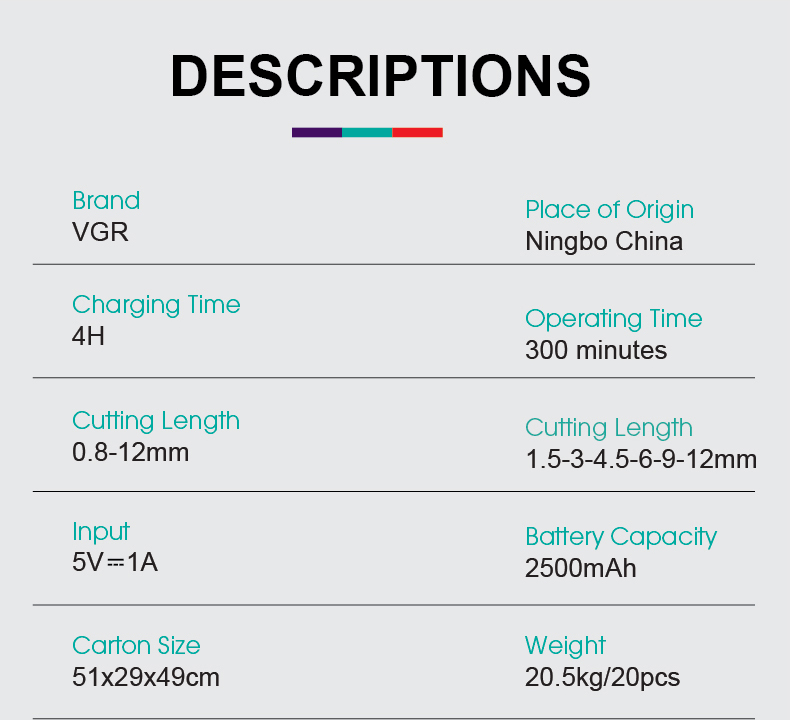 VGR Professional electric clipper, ultra-long battery life, LCD display base, charging, high-power shaving clipper 682 pic 10