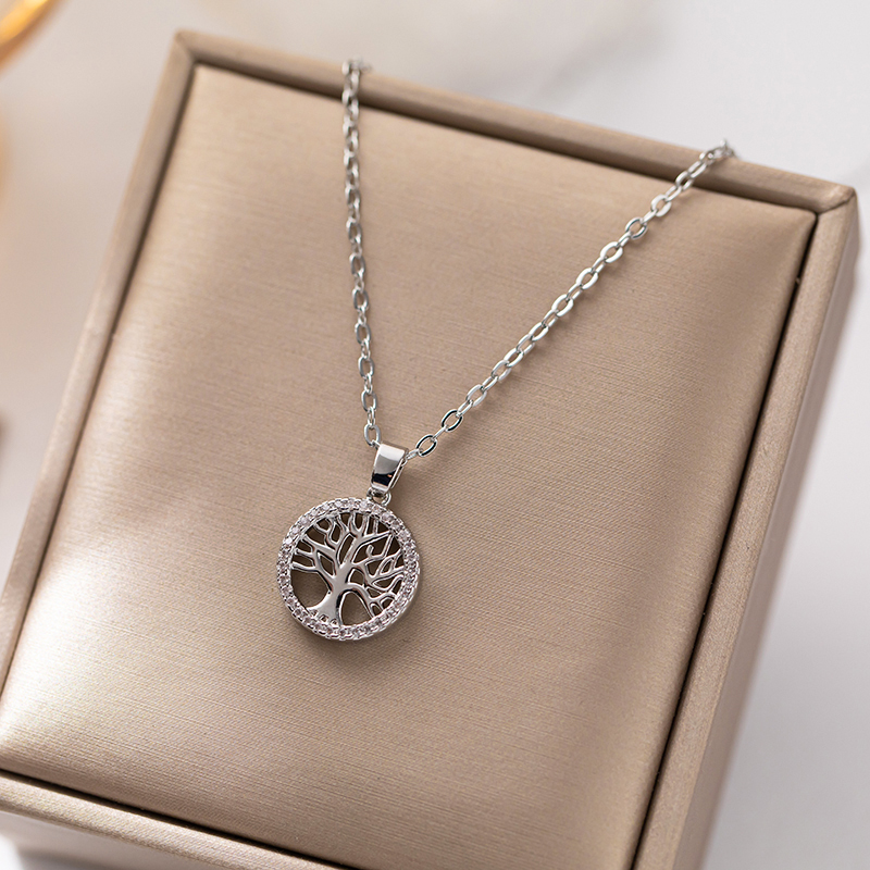 The color-preserving Life Tree fashion internet-famous design light luxury niche women's necklace is simple and elegant with a sense of high-end. The collarbone chain is a new 2022 model that does not fade. The pendant is dynamic and trendy Specification image