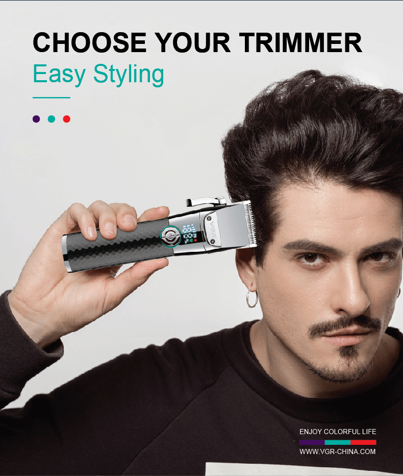 VGR Professional electric clipper, ultra-long battery life, LCD display base, charging, high-power shaving clipper 682 pic 3
