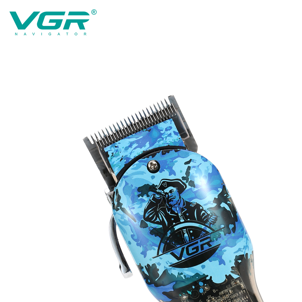 VGR Cross-border New blue graffiti hair clipper with LCD digital display, professional electric clipper, high-power hair clipper V-685 Specification image