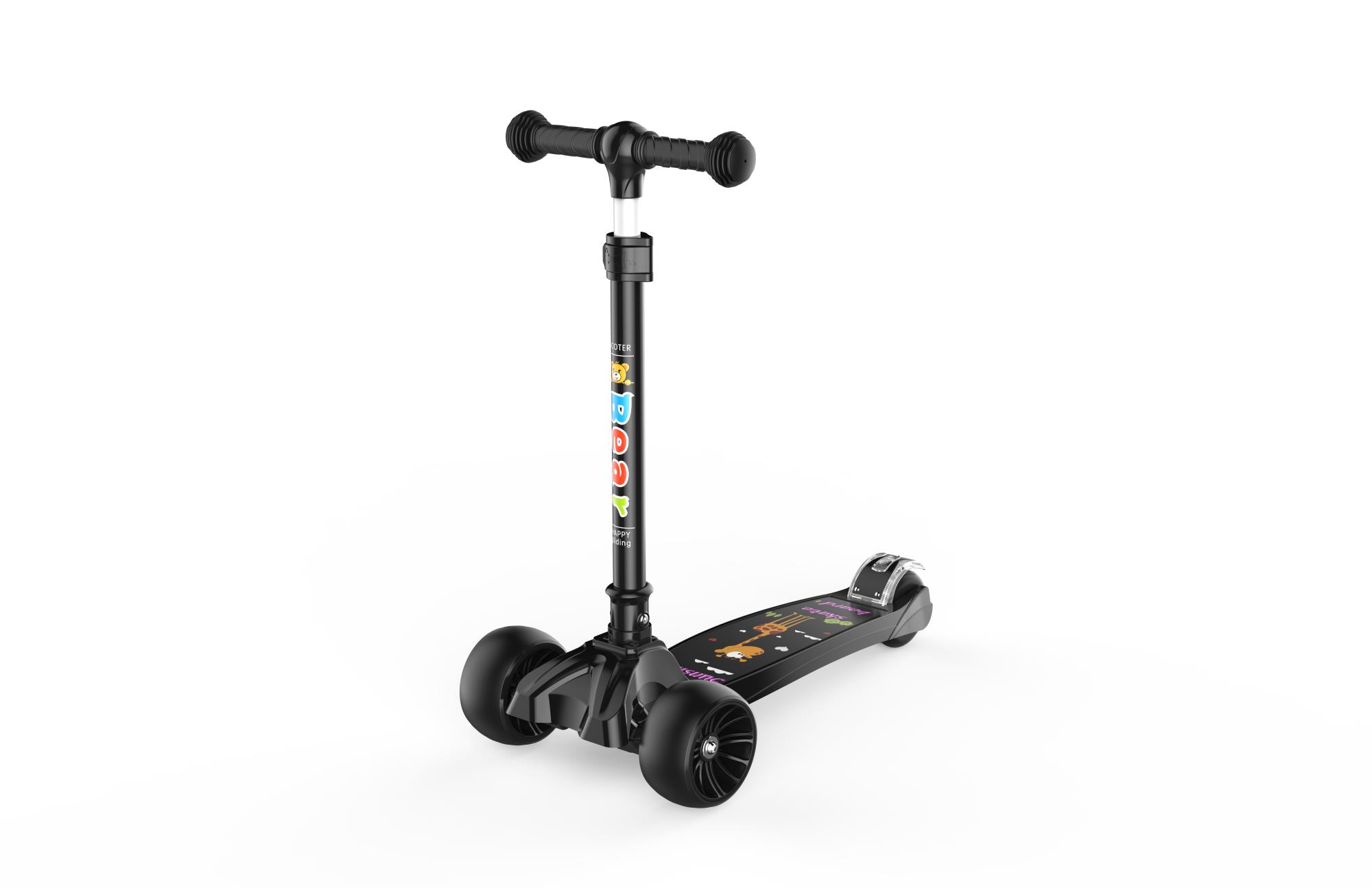 PU wide wheel con luz scooter plegable