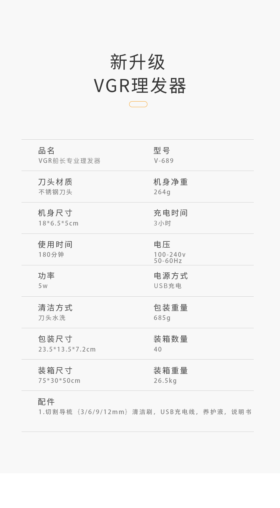 VGR New body Captain Graffiti digital display hair clipper, professional electric trimmer, rechargeable hair clipper V689 pic 7