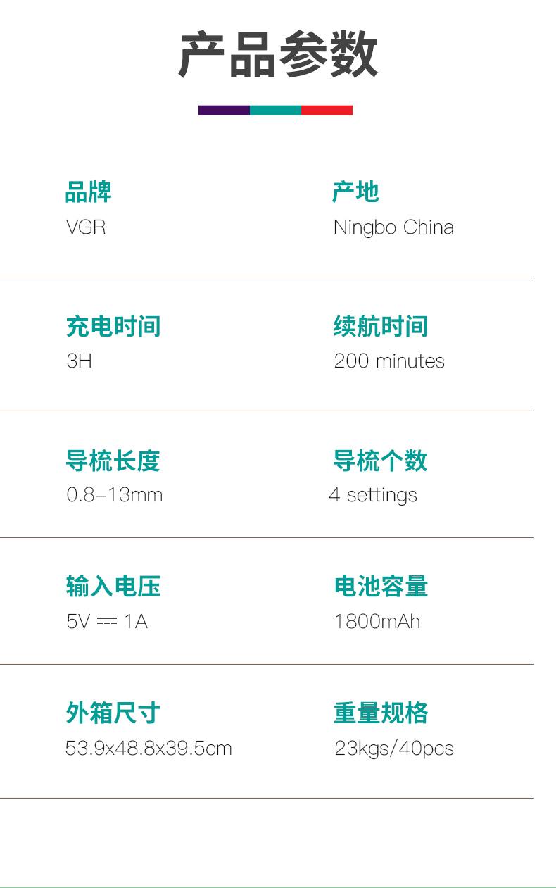 VGR665電動理發(fā)器發(fā)廊理發(fā)店液晶數(shù)顯油頭電推剪剃頭專業(yè)電推子詳情10