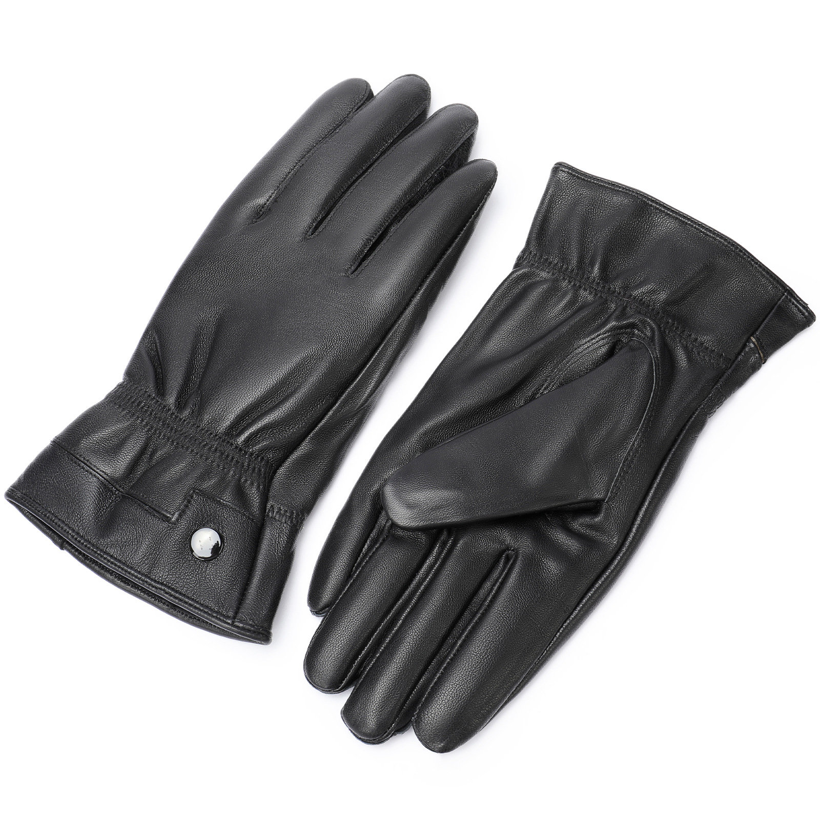 Men's thick leather gloves, winter PU leather gloves for men with fleece warmth, touch black screen, motorcycle imitation leather gloves manufacturer wholesale details Picture