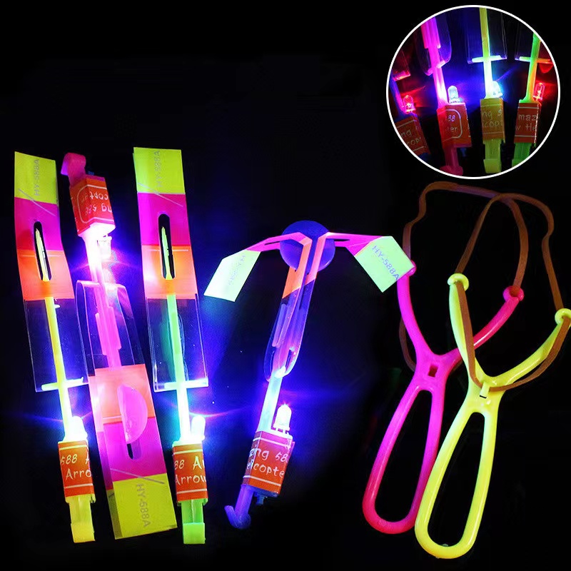 大号弹弓飞箭儿童玩具发光飞箭地摊双闪弹射飞天火箭地推小礼品