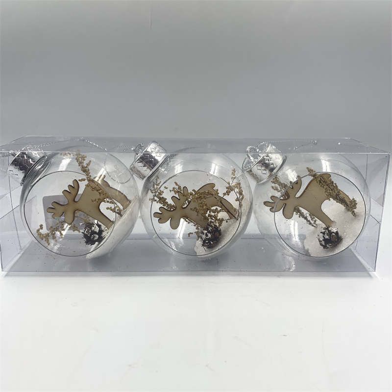 تفتح فتح عيد الميلاد 8 CM 3PCS في Xioxiochuang مزخرفة كرات عيد الميلاد ذات الشفافية العالية PET ذات النوافذ الداخلية لعيد الميلاد Application Scenario