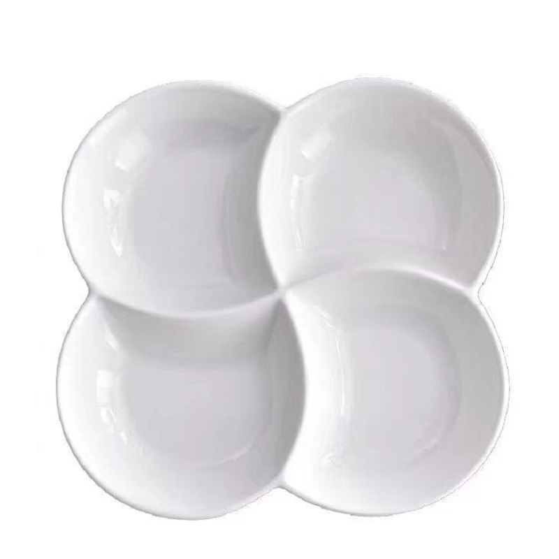 Plum blossom four-compartment plate, ceramic multi-compartment plate, hotel tableware, Chinese ceramic plate Item Picture