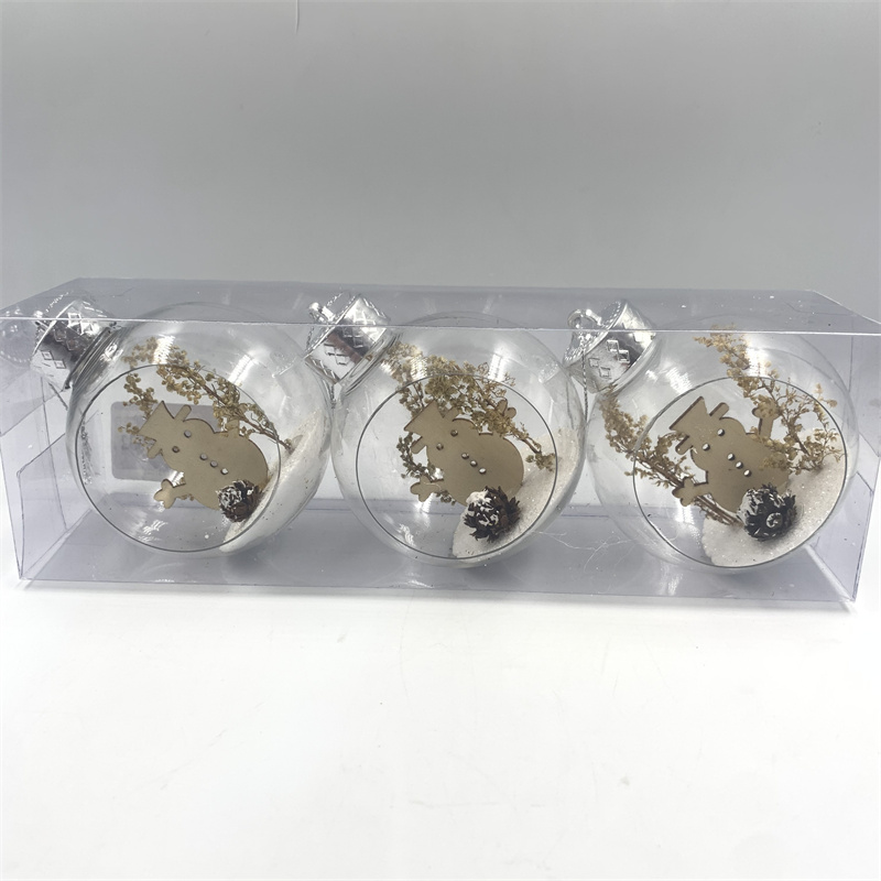 تفتح فتح عيد الميلاد 8 CM 3PCS في Xioxiochuang مزخرفة كرات عيد الميلاد ذات الشفافية العالية PET ذات النوافذ الداخلية لعيد الميلاد Item Picture