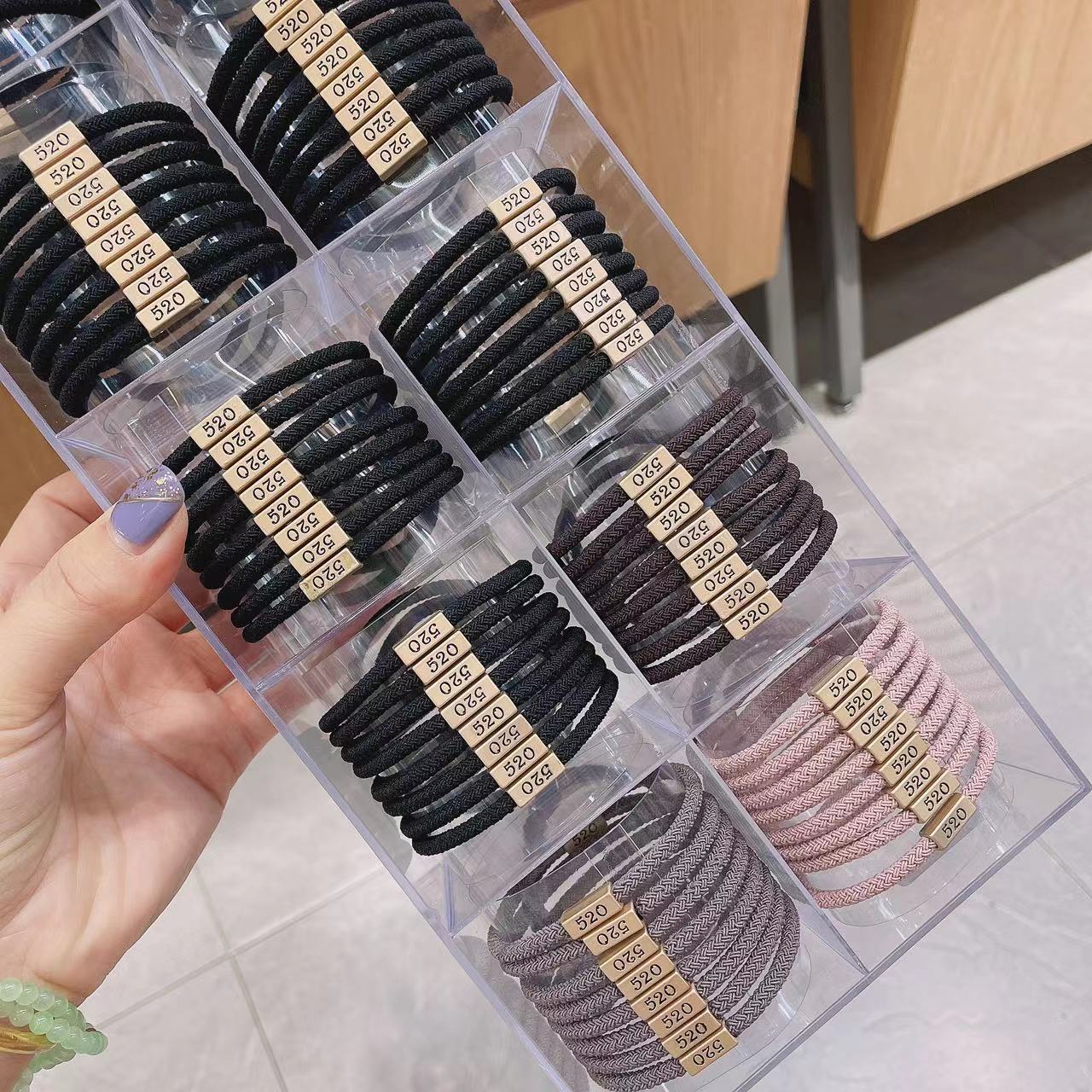 Dingdian No.1 Store Korean version Basic with alloy accessories Network Trendy Words copper Tube style network cable rubber band Hair rope B01955 Item Picture