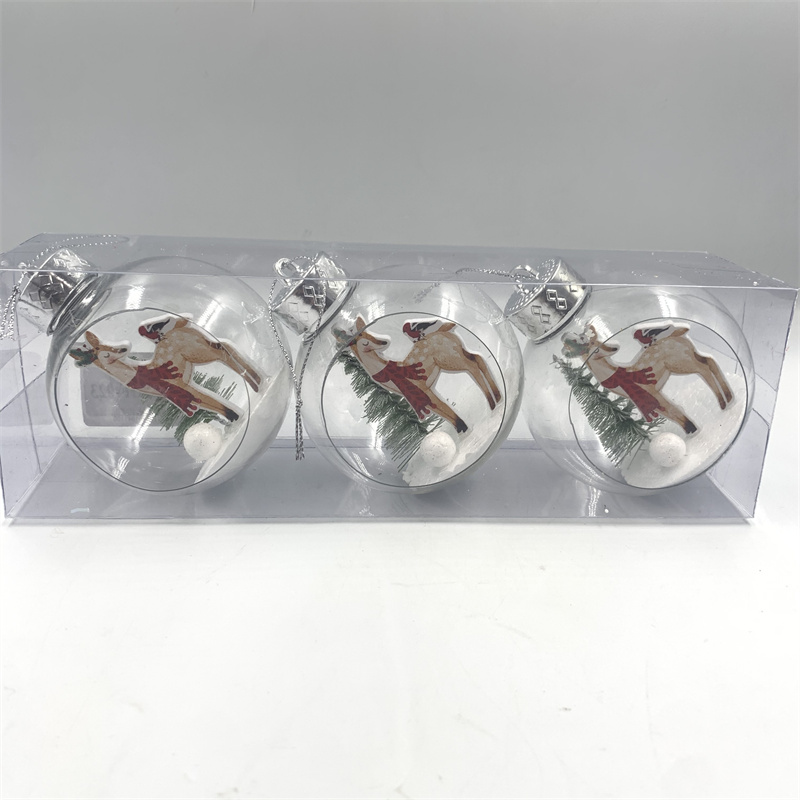تفتح فتح عيد الميلاد 8 CM 3PCS في Xioxiochuang مزخرفة كرات عيد الميلاد ذات الشفافية العالية PET ذات النوافذ الداخلية لعيد الميلاد details Picture