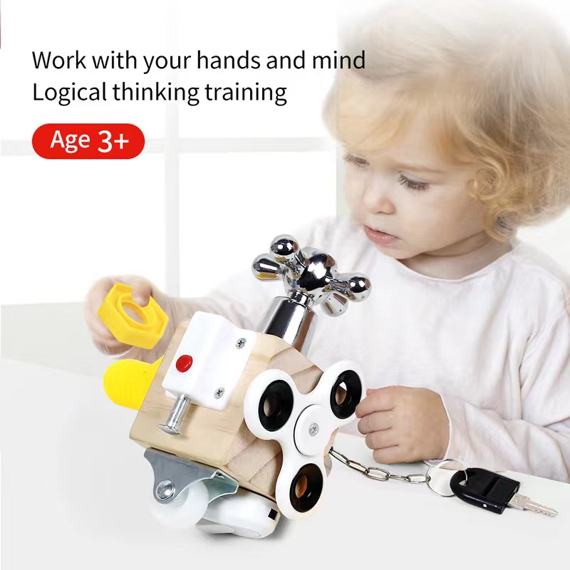 Amazon Children's Montessori teaching AIDS Wooden busy boards for 2-4 years old early education and intelligence busy house toys wholesale Item Picture