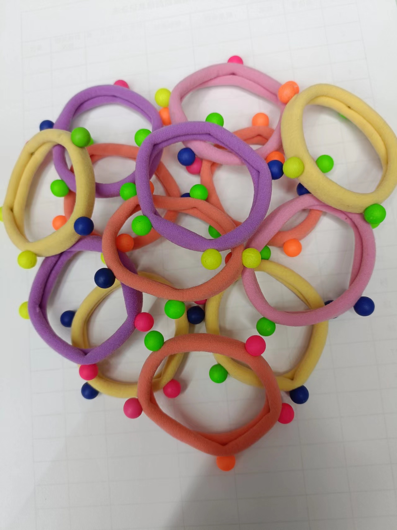 Colorful light-colored beaded high-elasticity hair bands and hair ties