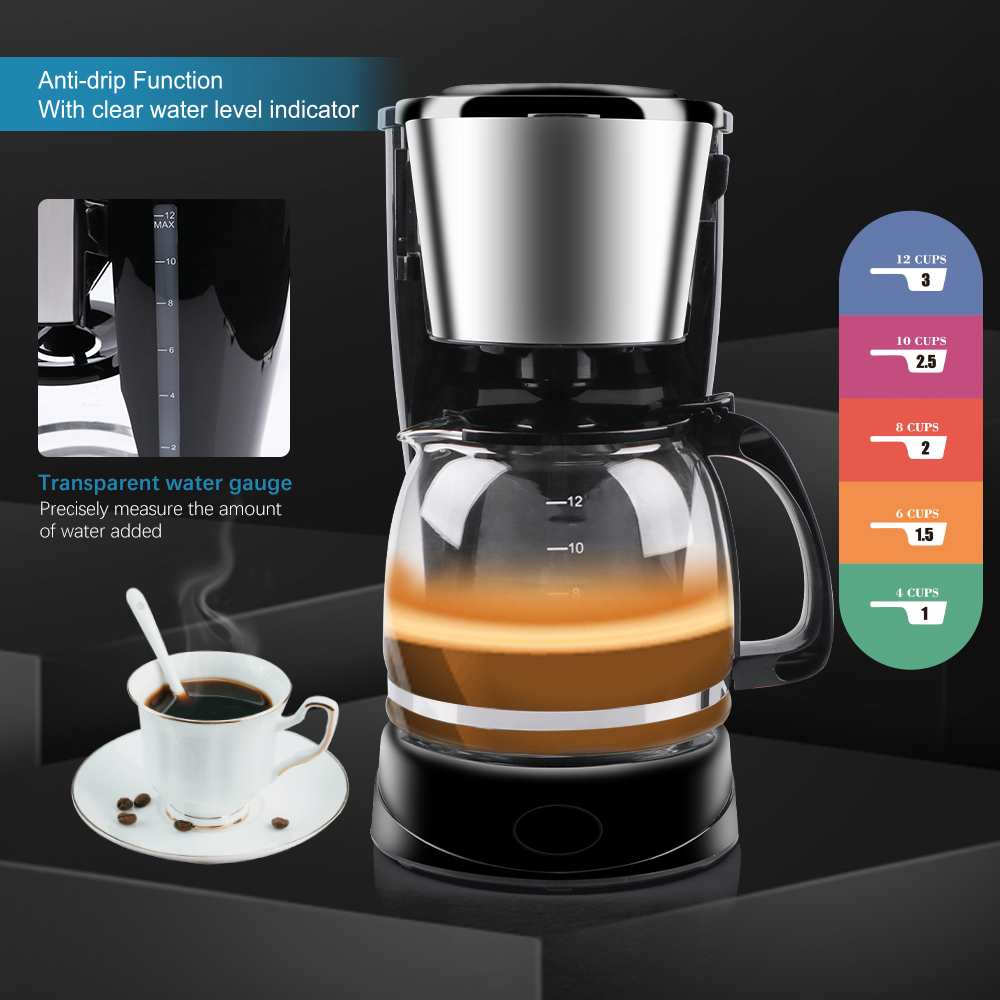 Fully automatic American-style drip coffee machine, anti-dry-burning home and office tea maker R.123S details Picture