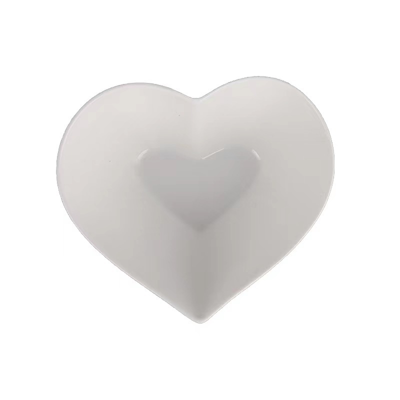 Pure white heart-shaped bowl, creative household salad bowl, rice bowl, hotel breakfast heart-shaped bowl Item Picture