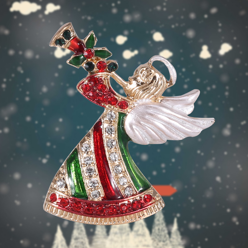 Factory direct sales of creative and light luxury Korean version new best-selling oil-drip Christmas brooches, light luxury creative retro brooches, simple and fashionable accessory pins in stock details Picture