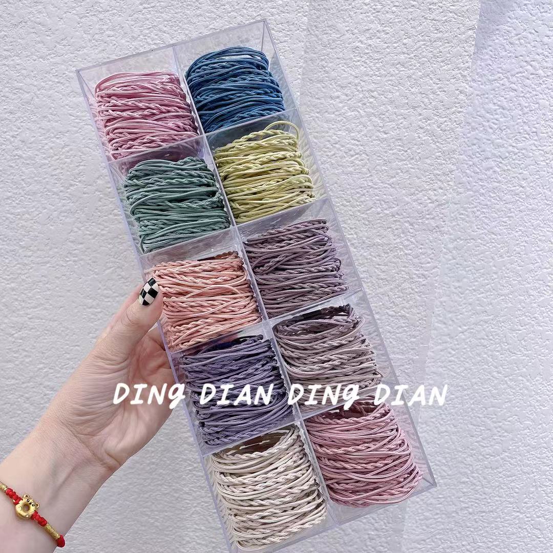 Dingdian No.1 Store Korean version fashionable candy-colored simple smooth board basic rubber band fashionable ponytail hair rope Hair accessory A00002 details Picture