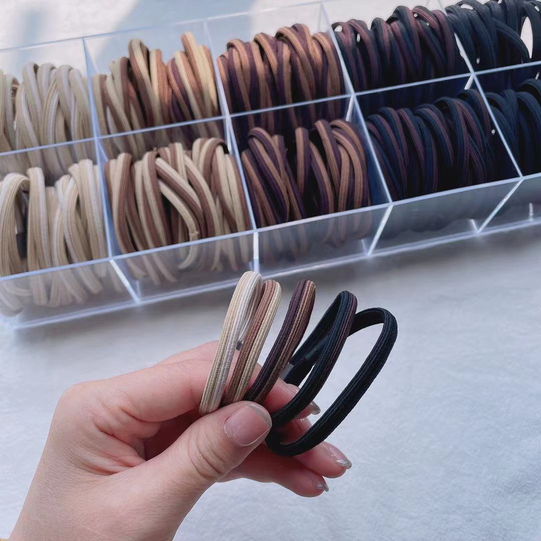 Dingdian No.1 Store's new fashionable, simple and high-quality milk tea color scheme woven basic rubber band A00003 Item Picture