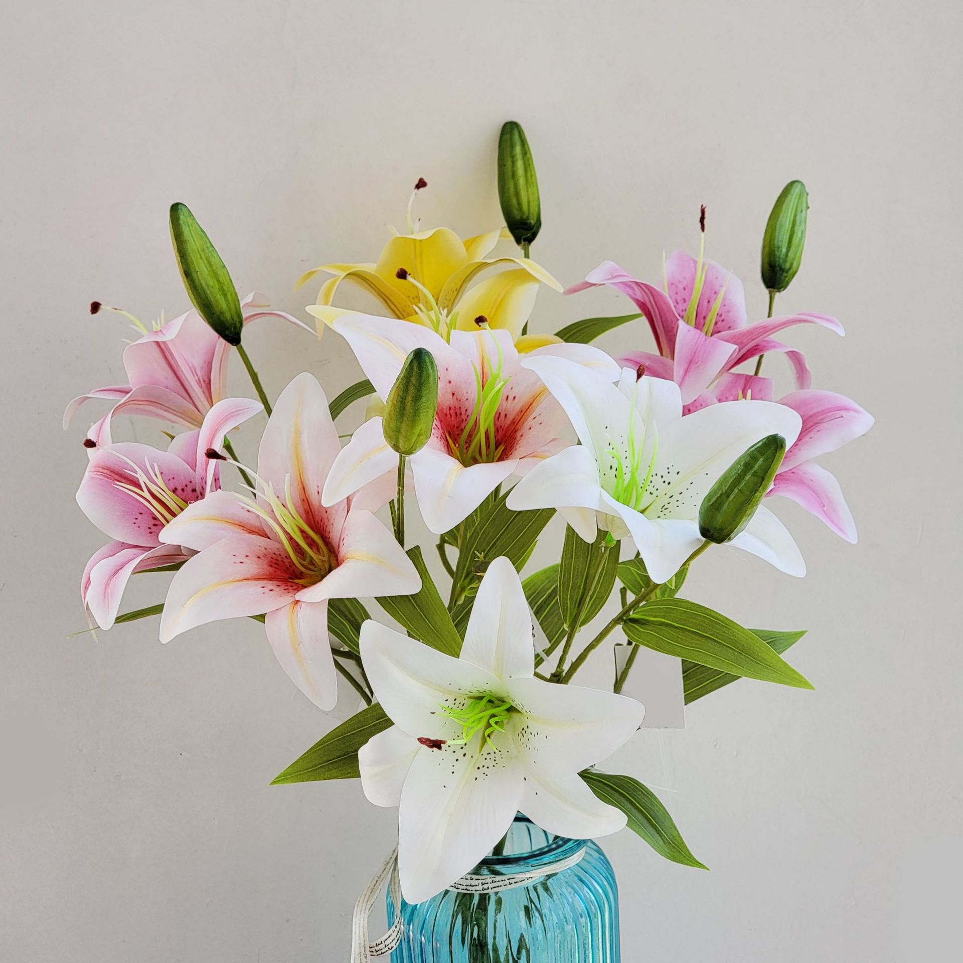 荔欧百合仿真花单支客厅装饰花插花摆设塑料花干花老虎兰假花百合花