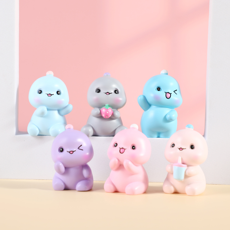 Cute little dinosaur resin figurines, creative cartoon mini dolls, table decorations, and cute dinosaur figurines in stock for wholesale Item Picture
