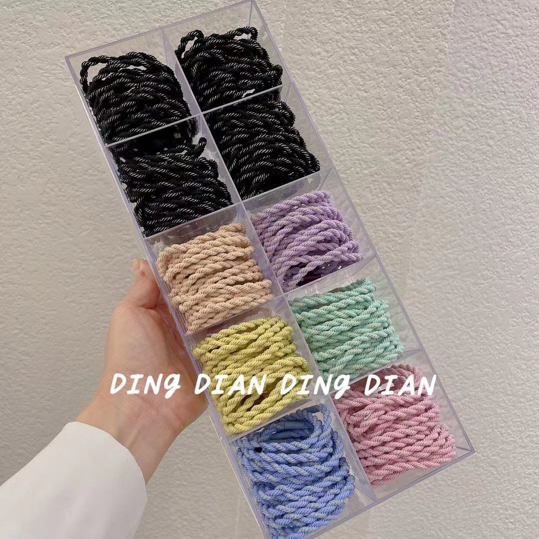 Dingdian No.1 Store Korean Style, simple and fashionable, plain plate, basic rubber band, two-color woven ponytail hair tie, hair accessory A00003