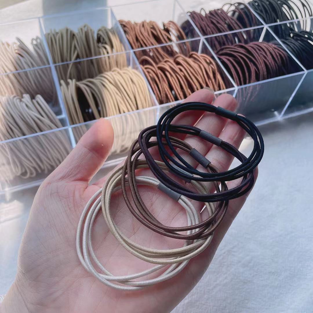 Dingdian No.1 Store's new fashionable, simple and high-quality milk tea color scheme woven basic rubber band A00003