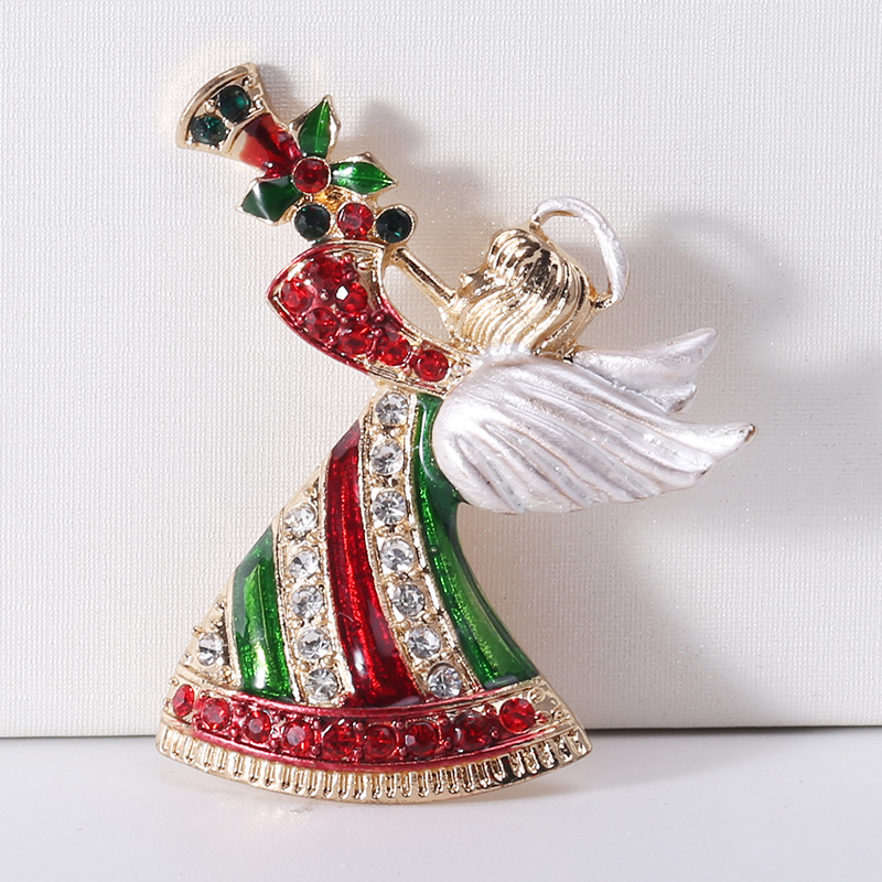 Factory direct sales of creative and light luxury Korean version new best-selling oil-drip Christmas brooches, light luxury creative retro brooches, simple and fashionable accessory pins in stock Specification image