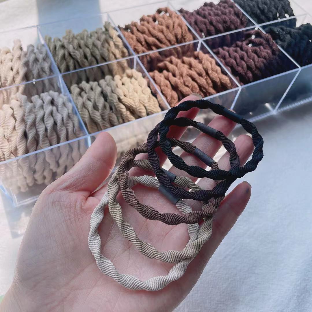 Dingdian No.1 Store's new fashionable, simple and high-quality milk tea color scheme woven basic rubber band A00003 details Picture