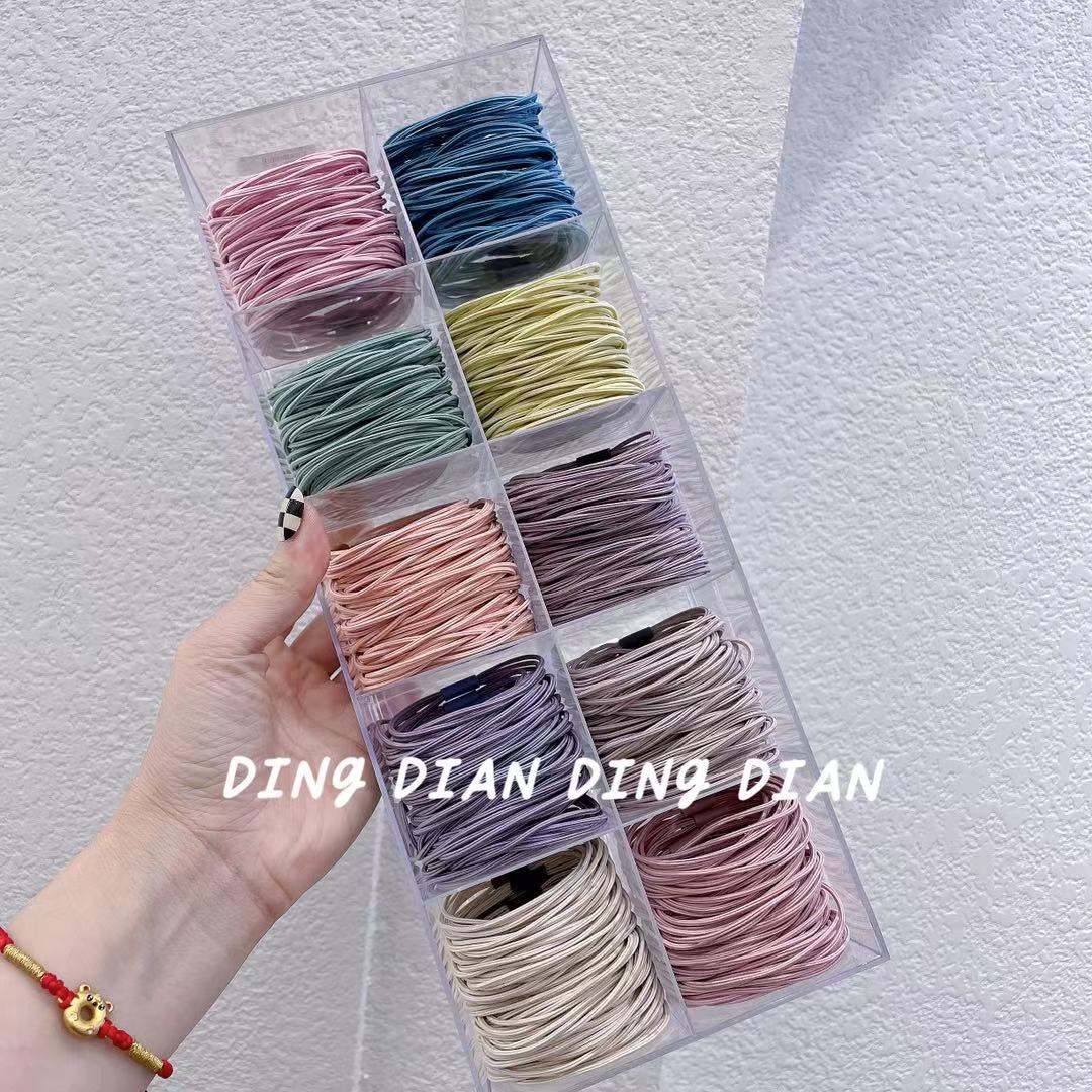 Dingdian No.1 Store Korean version fashionable candy-colored simple smooth board basic rubber band fashionable ponytail hair rope Hair accessory A00002 Specification image