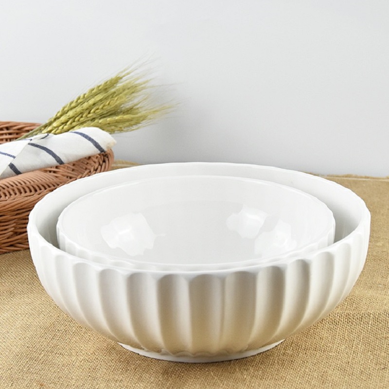 Pure white ceramic pumpkin bowl, hotel restaurant soup bowl, Tanggu creative and personalized household magnesium porcelain ramen bowl, fruit bowl details Picture