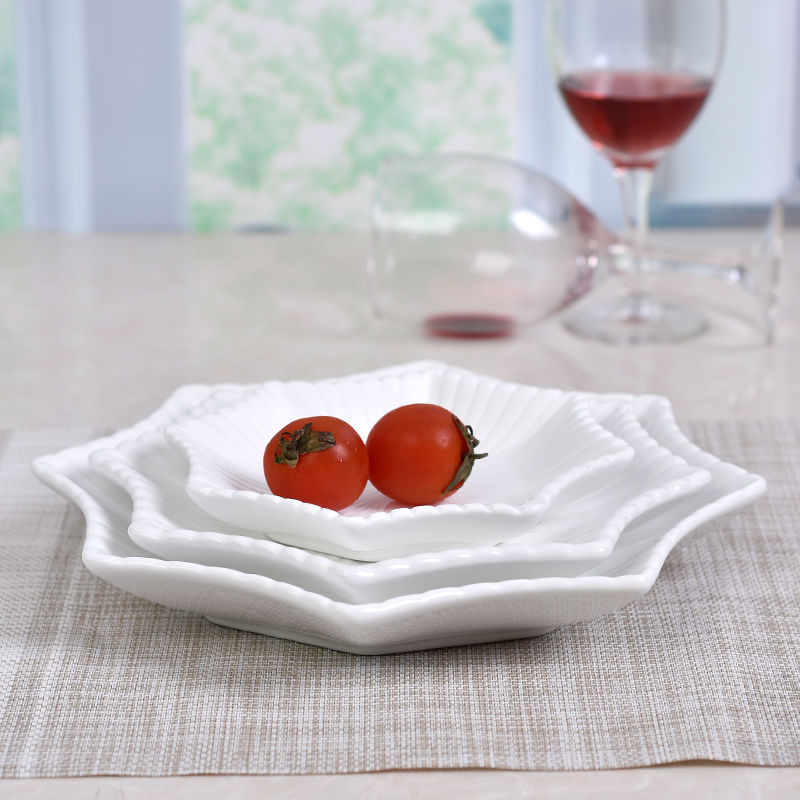 Creative ceramic octagonal starfish plate, Nordic steak plate, hotel tableware, restaurant dish plate, cold dish plate, pure white pastry plate Specification image