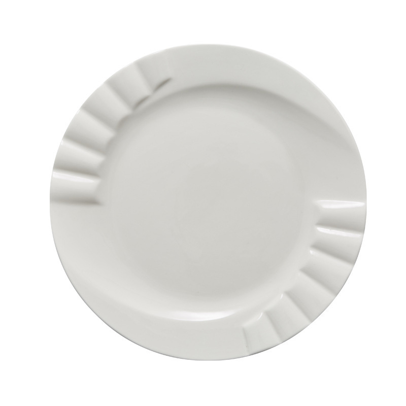 Hotel pure white tableware 8-12 inch round piano fruit platters and fruit salad platters Item Picture