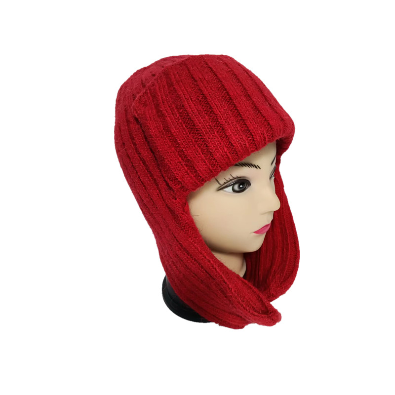 帽子围巾一体帽子女针织护耳护脖加厚防风风雪帽防寒连帽围脖帽短款Cap  hat