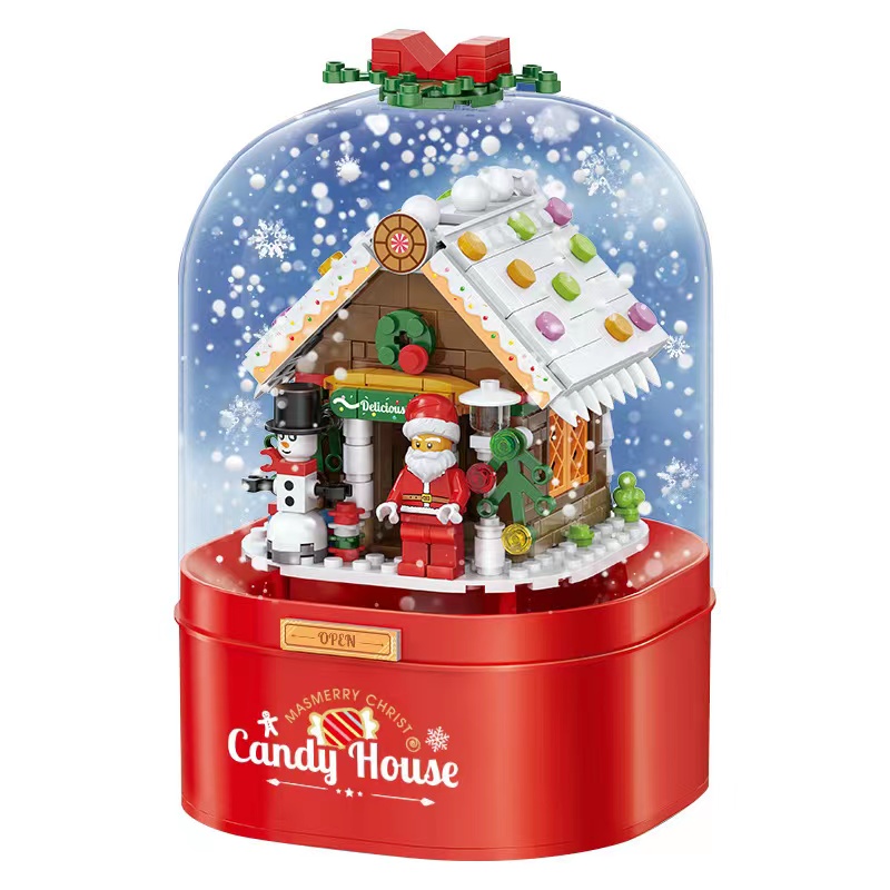 The Diamond Brand building Blocks Christmas Snowman House Music Box is compatible with LEGO children's educational building small particle toy gifts Item Picture