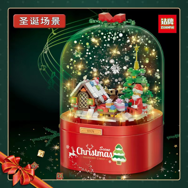 The Diamond Brand building Blocks Christmas Snowman House Music Box is compatible with LEGO children's educational building small particle toy gifts Specification image
