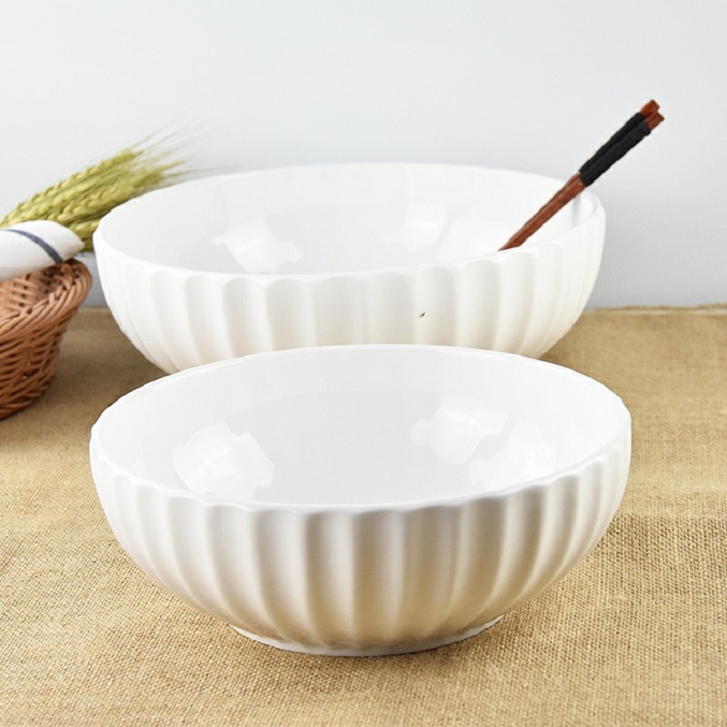 Pure white ceramic pumpkin bowl, hotel restaurant soup bowl, Tanggu creative and personalized household magnesium porcelain ramen bowl, fruit bowl