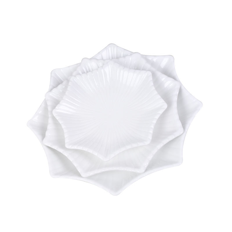 Creative ceramic octagonal starfish plate, Nordic steak plate, hotel tableware, restaurant dish plate, cold dish plate, pure white pastry plate Item Picture