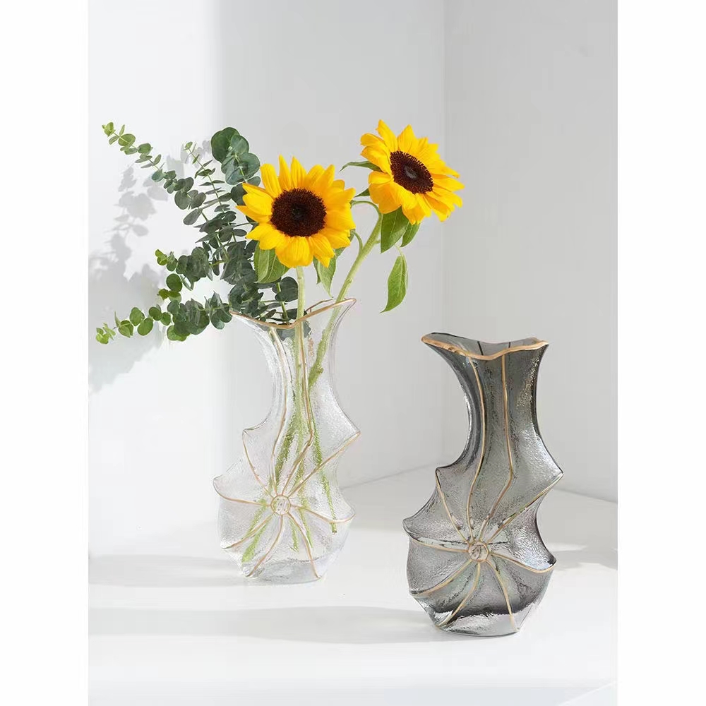   创意简约水晶玻璃花瓶  水养插花 玻璃花瓶 透明玻璃客厅装饰摆件  二哈水晶  A-71