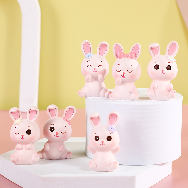 厂家定制 兔年树脂工艺品可爱卡通兔子摆件办公室卧室桌面装饰摆设