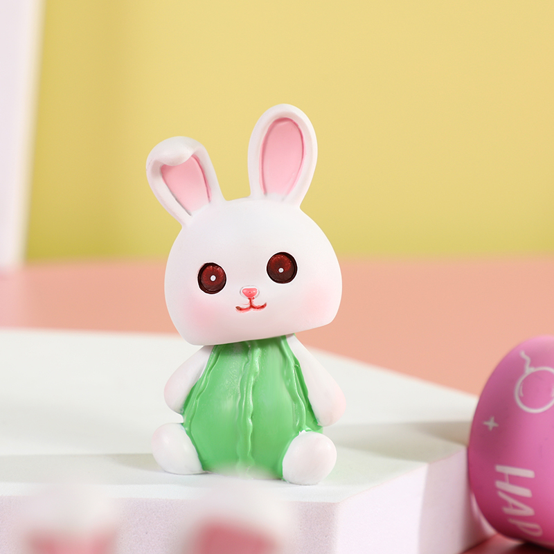 New color spring rabbit resin handicraft display for the Year of the Rabbit 2023, a small gift for children, a cute table cake display piece details Picture