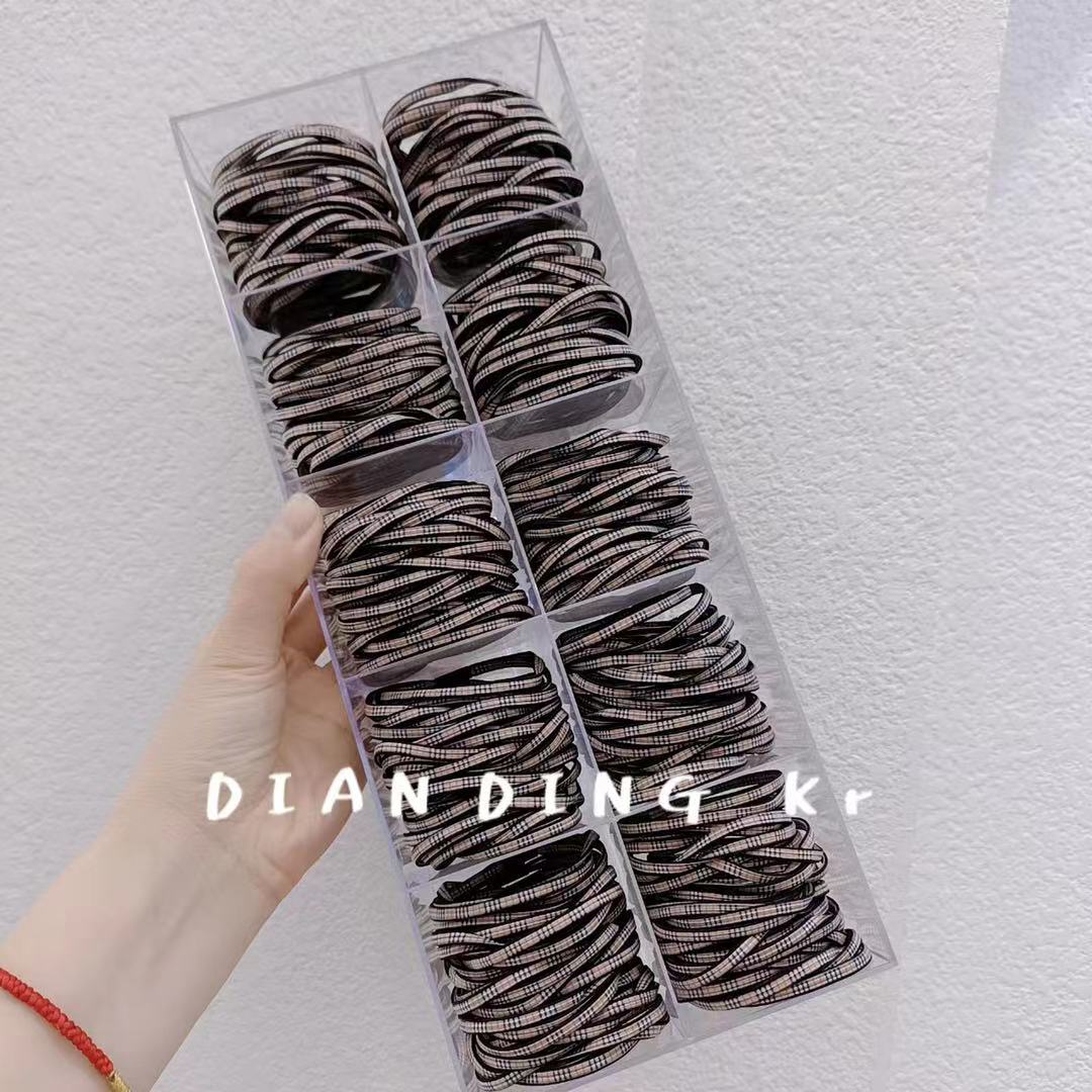 Dingdian No.1 Store's fashionable checkered leopard print simple double or single basic Korean style hair band and rubber band headwear A00002